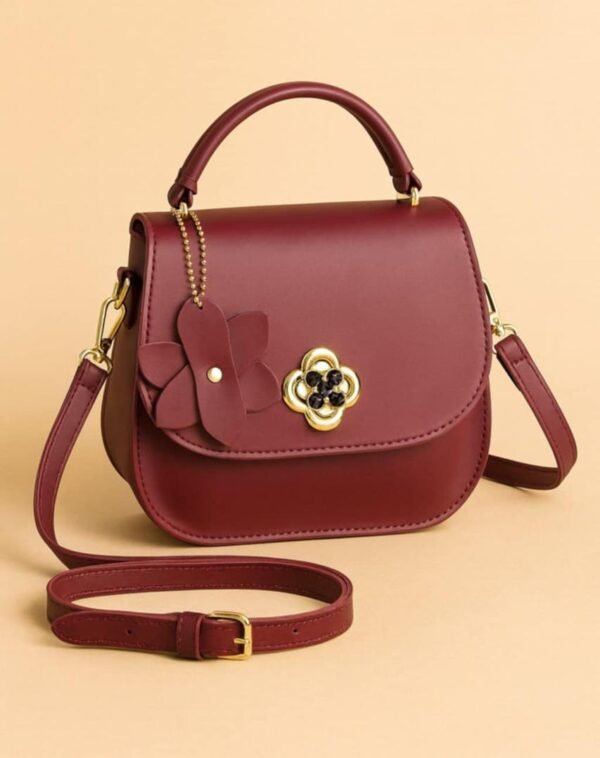 Flora Charm Crossbody Bag ( Mehroon)